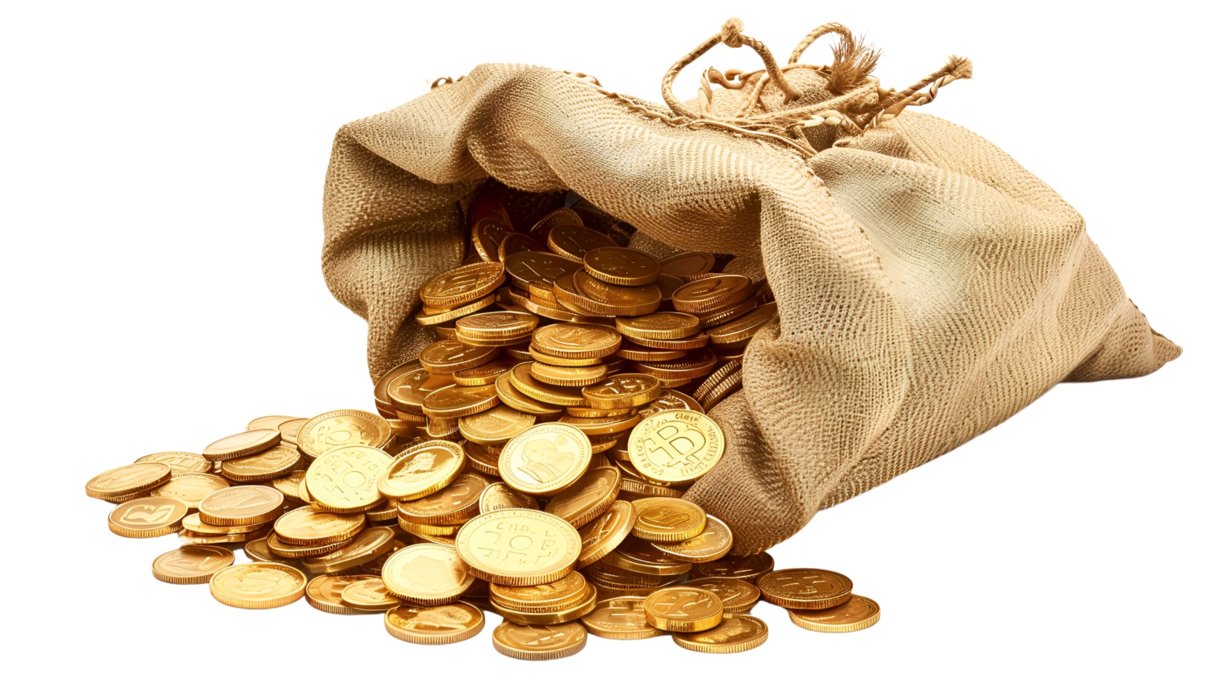 A Bag of Gold Coins No Background Perfect for Print on Demand png