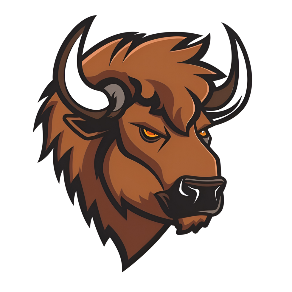 Cartoon Buffalo Logo Illustration No Background Applicable to Any Context Perfect for Print on Demand T Shirt Design png