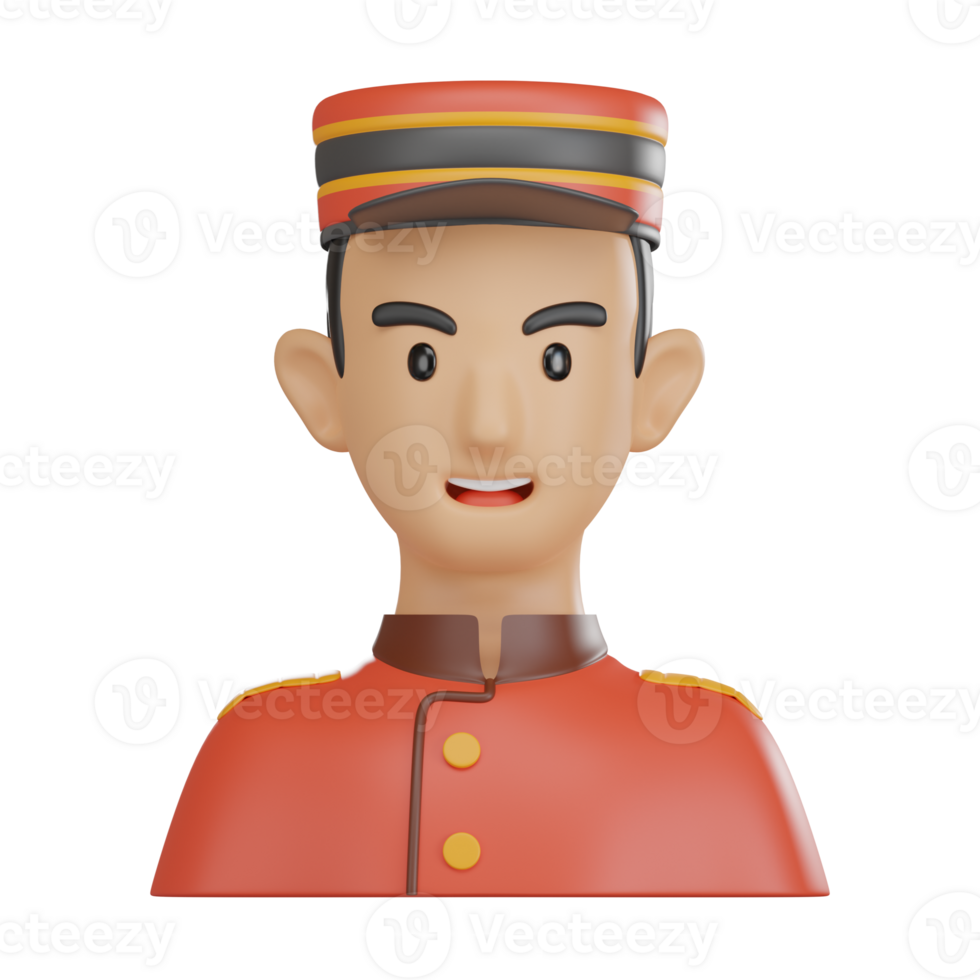 conciërge avatar 3d icoon illustratie geven png