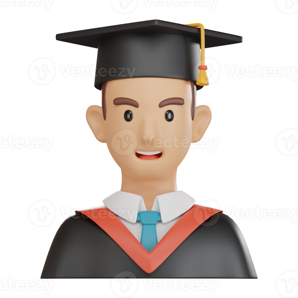 3D Illustration of Graduate Student Avatar for Academic Icon for Education png