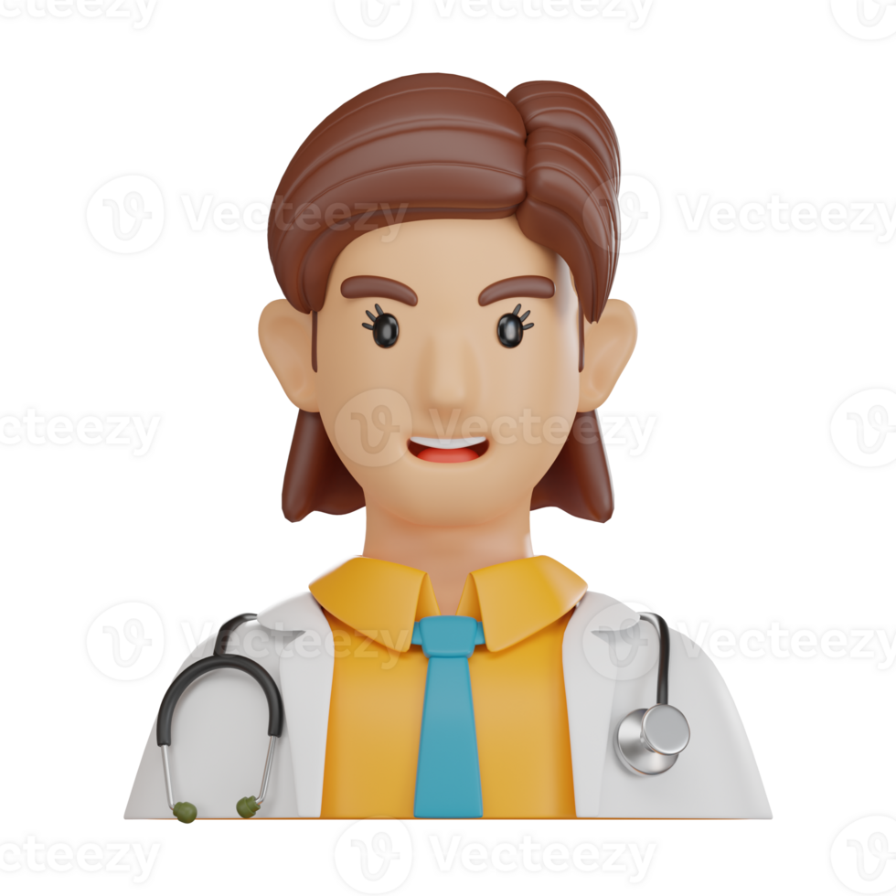 Professional Doctor Avatar 3D Icon with Medical Attire and Stethoscope png