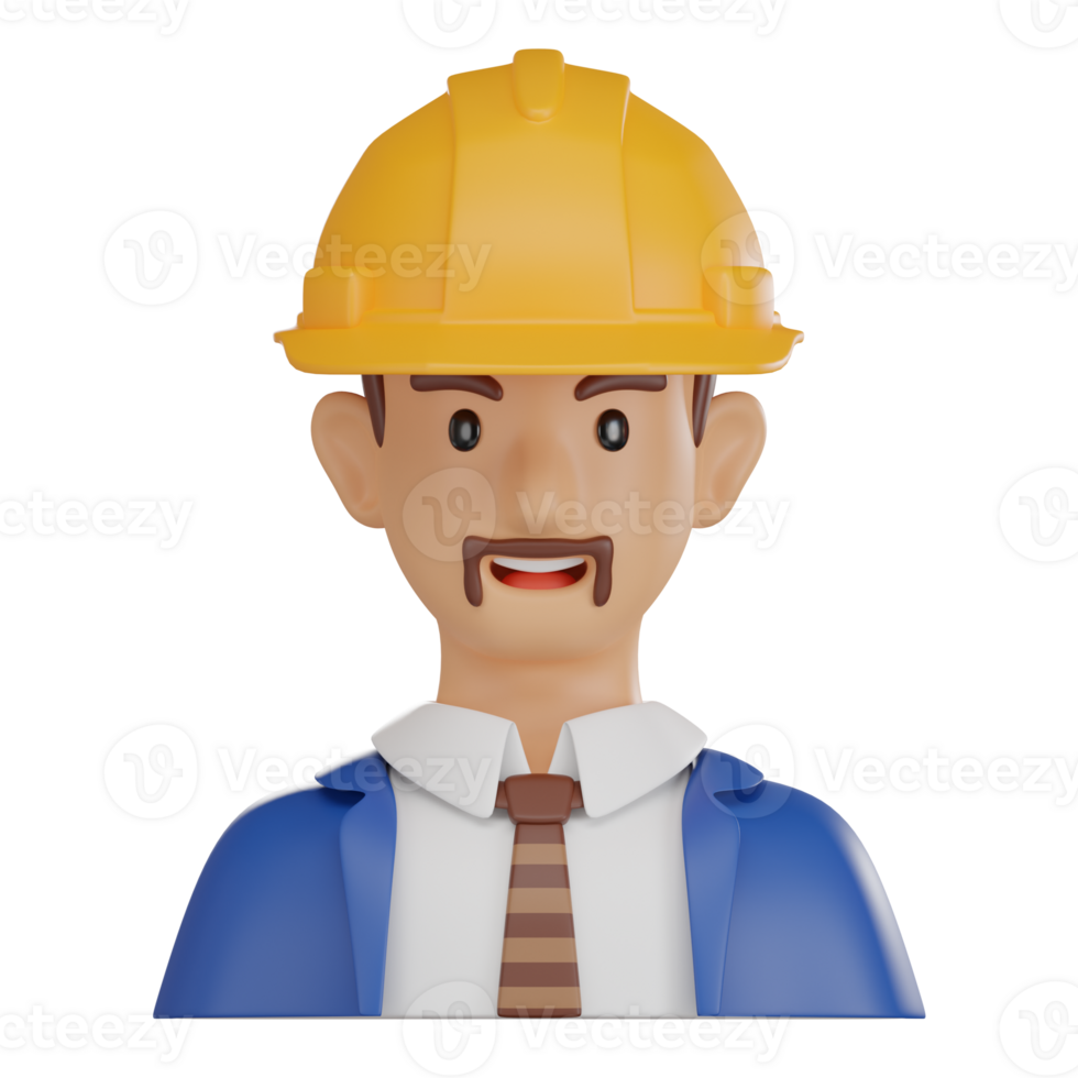 Male Engineer 3D Icon for Construction Projects png