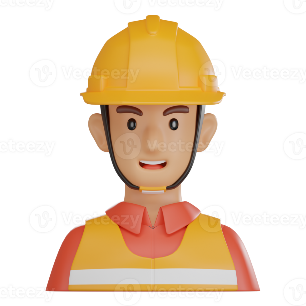 Industrial Construction Worker Avatar 3D Illustration png
