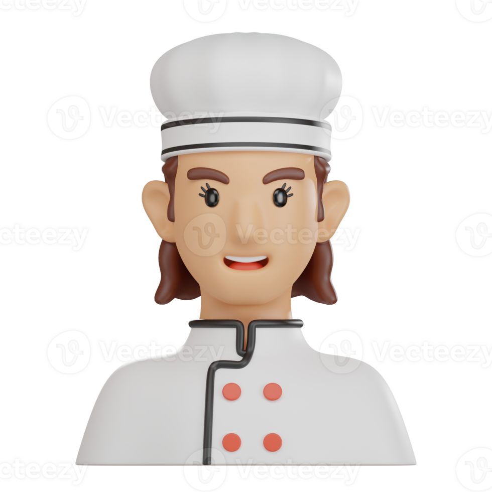 3D Illustration of Smiling Chef Avatar for Culinary and Restaurant Projects png