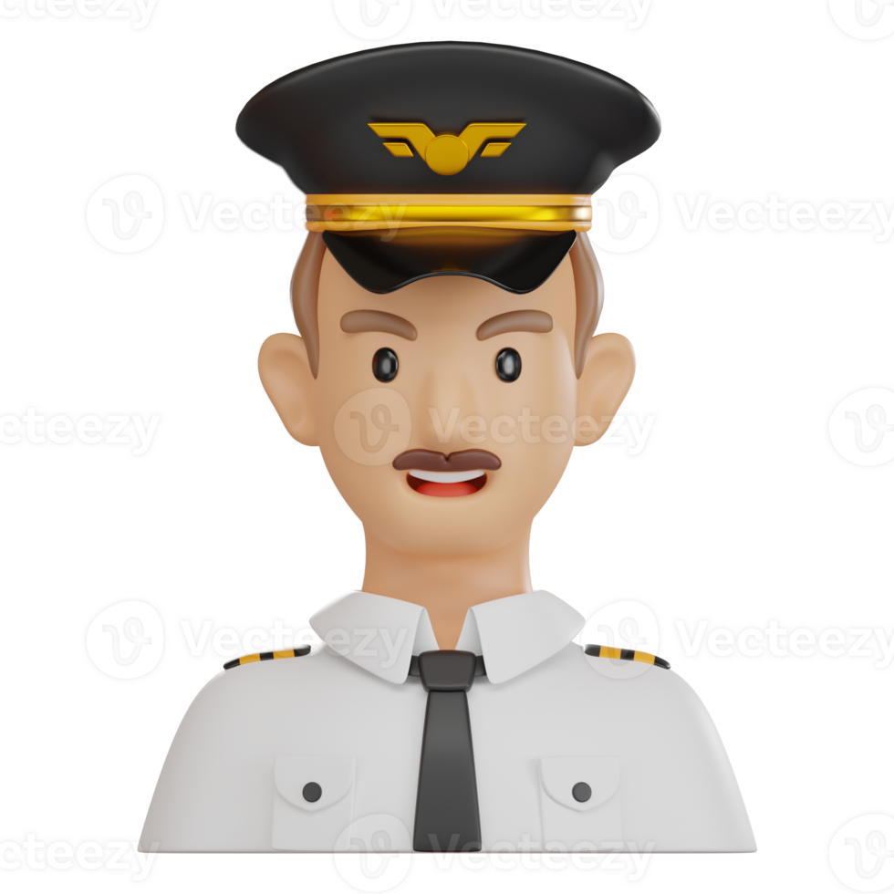 3D Render of Pilot Avatar, Cartoon Aviation Character png