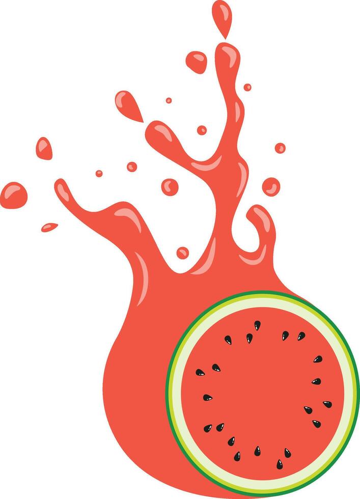 Watermelon slice splash juice isolated vector