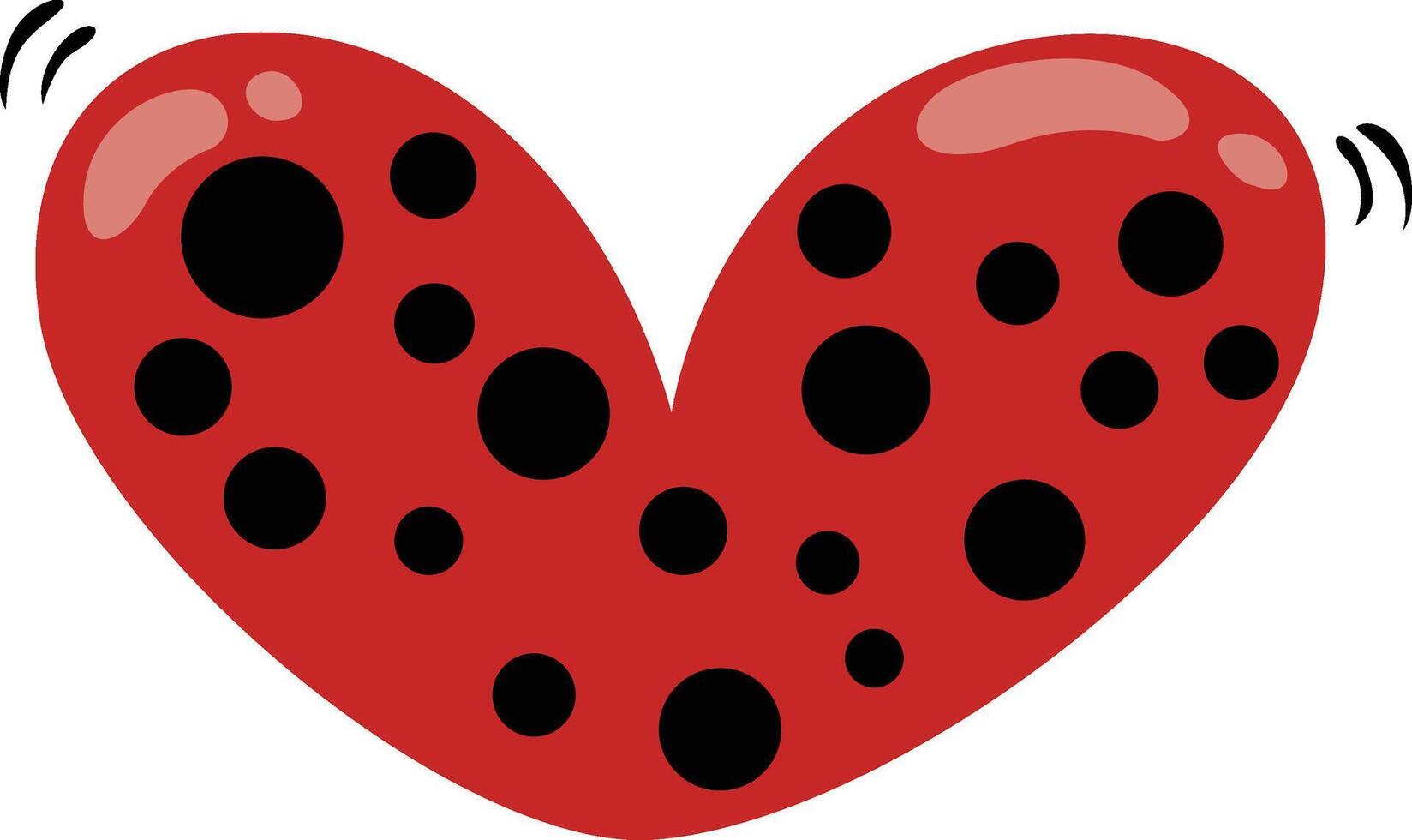 Beautiful heart shape red ladybug wings vector