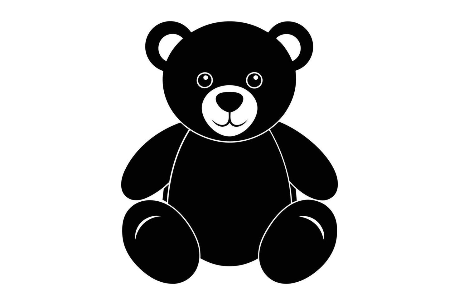 teddy bear silhouette, illustration, isolated on white background. vector