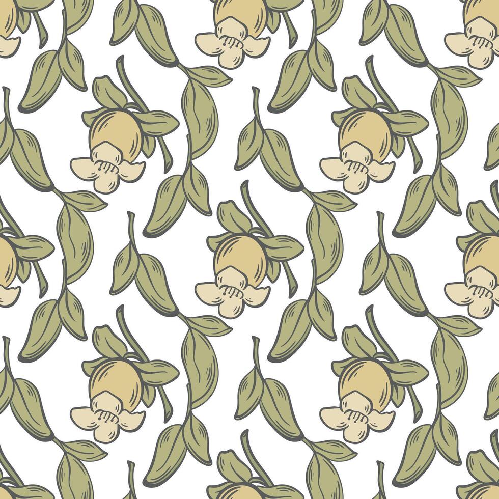 Persimmon blossom seamless pattern graphics vector