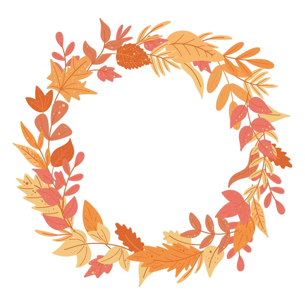 Autumn foliage wreath with copy space vector