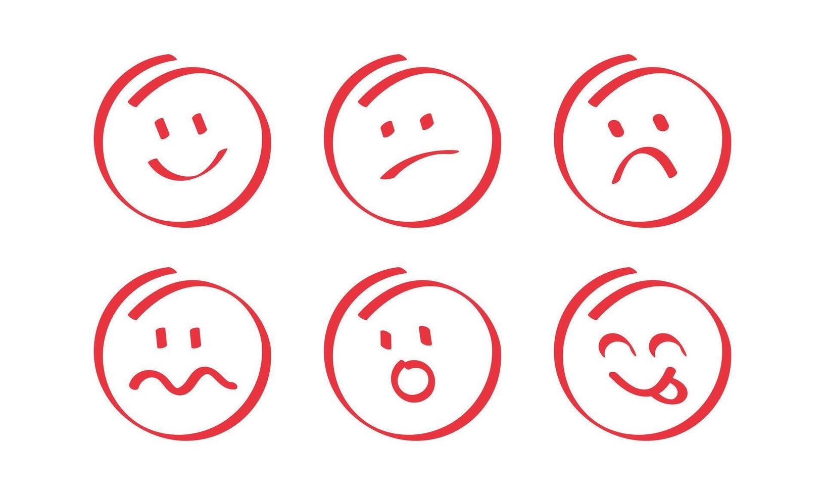 Emotions faces hand drawn icon set. Sketch of pen brush. illustration vector