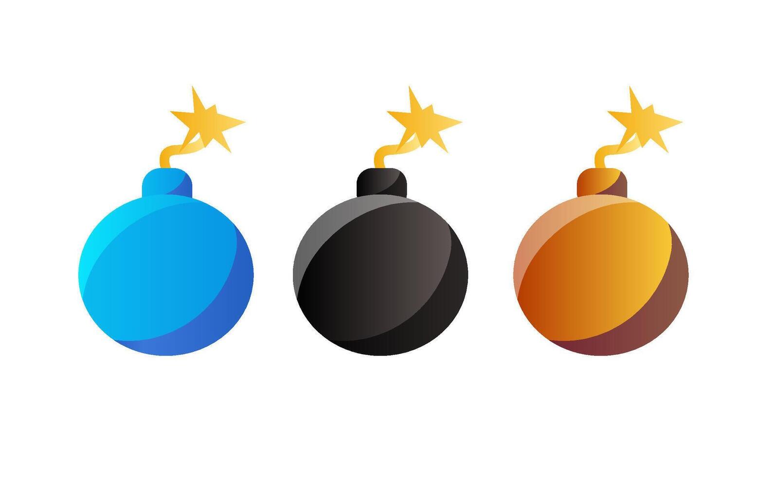 Bombs with fuse props game icons. Cartoon metal balls set, user assets, graphic elements vector
