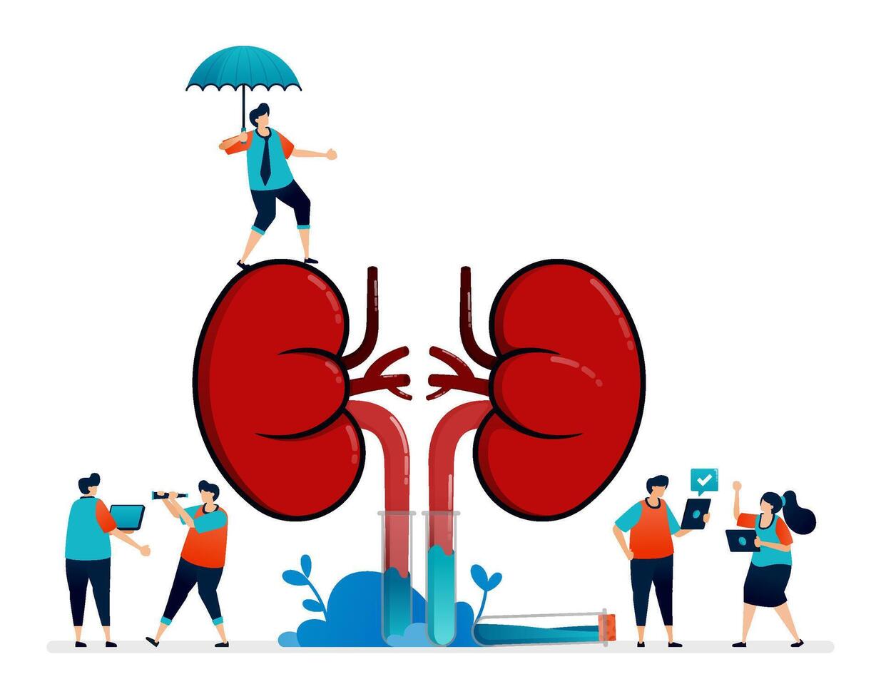 illustration design for kidney disease and treatment. insurance for internal organs. simple kidneys for props vector