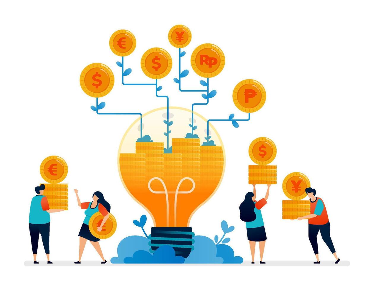 illustration of ideas in planning financial conditions and investments with good returns vector