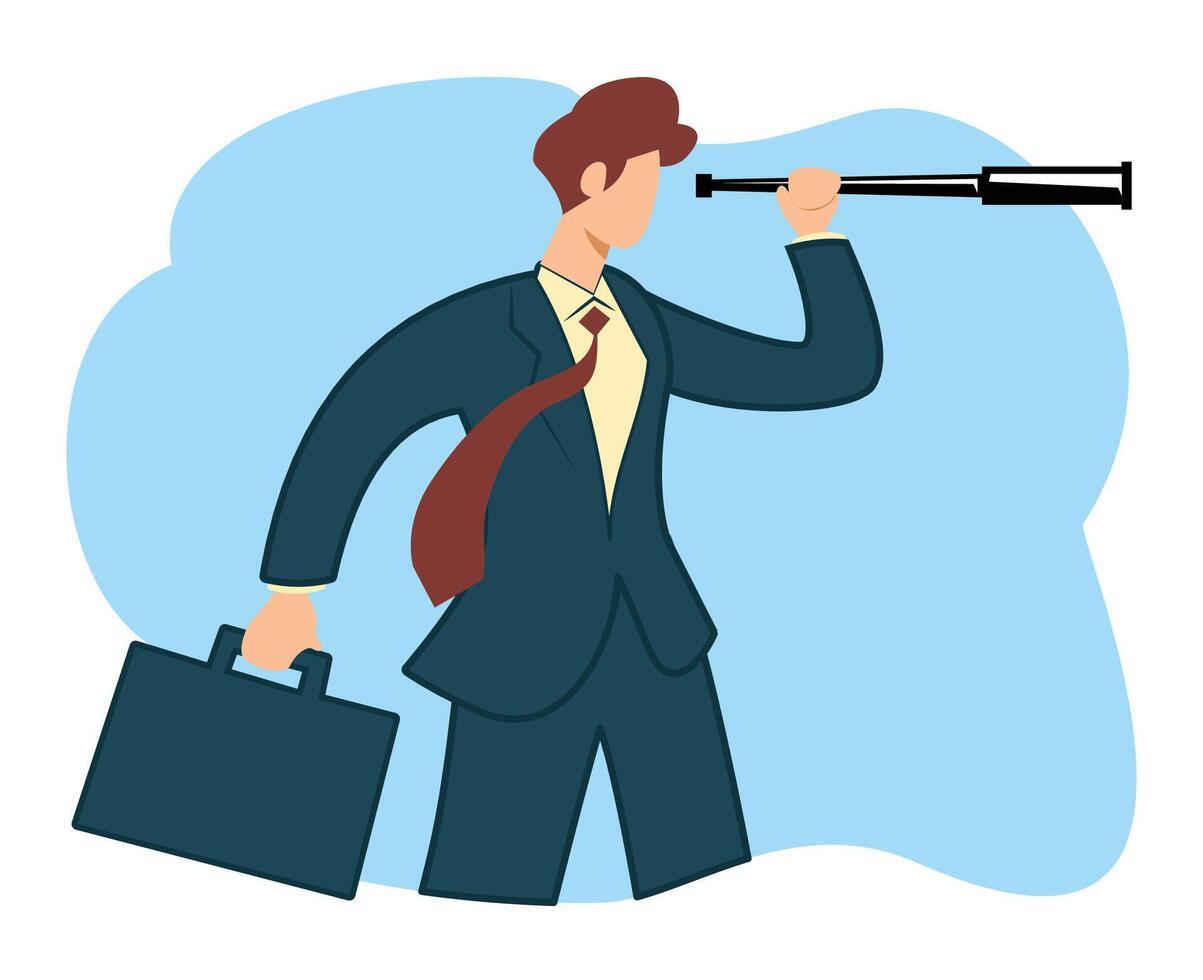 businessman hold telescope for good vision business strategy vector