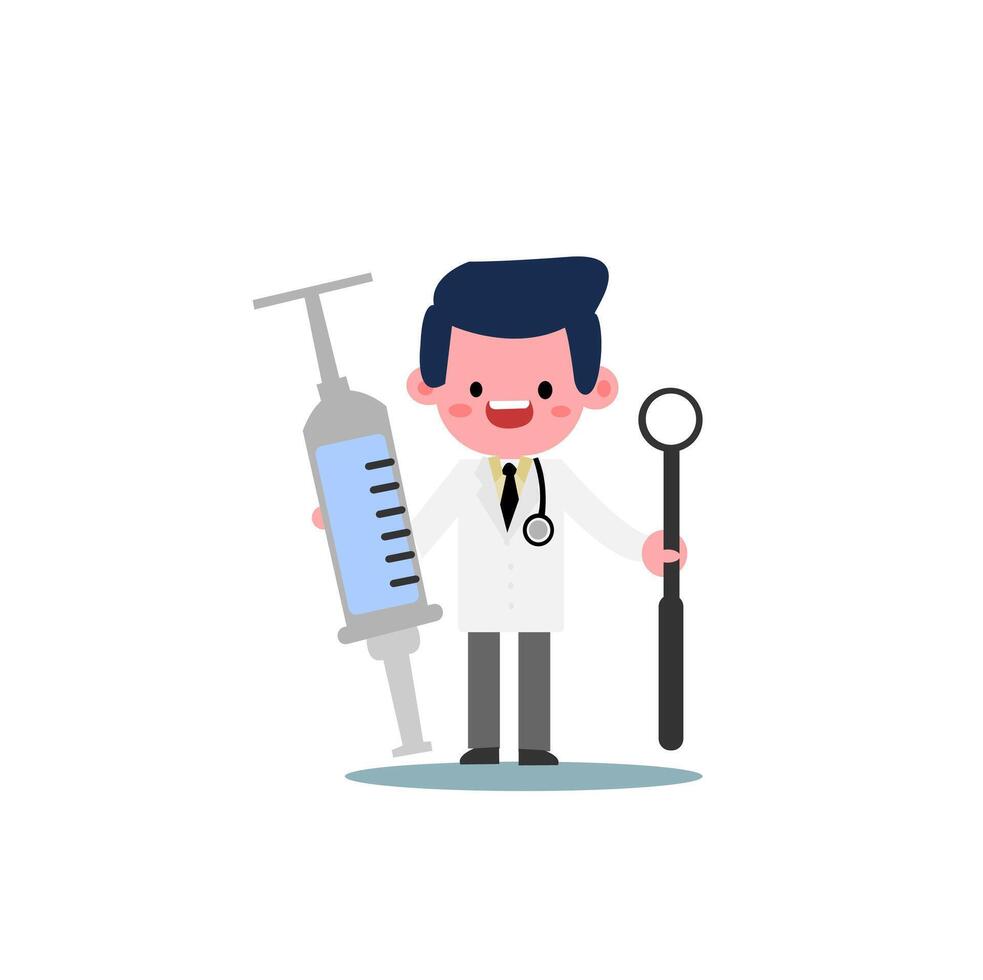 dentist flat design icon characters illustration for health education poster, health promotion vector