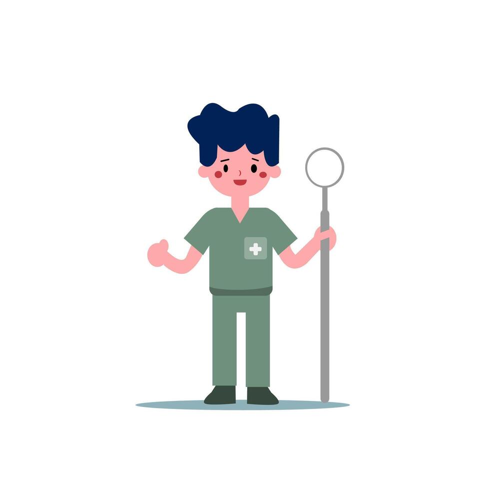 dentist flat design icon characters illustration for health education poster, health promotion vector