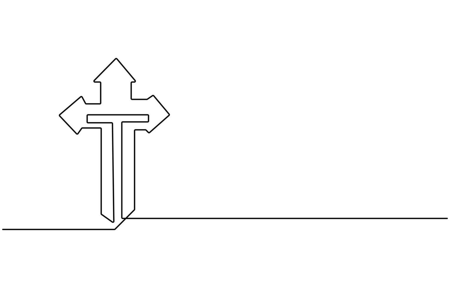 Jesus Christ cross in one continuous line drawing, Christian cross. Hand drawn Christian Cross. Abstract linear Christian Cross, Jesus Christ continuous one line drawing, vector
