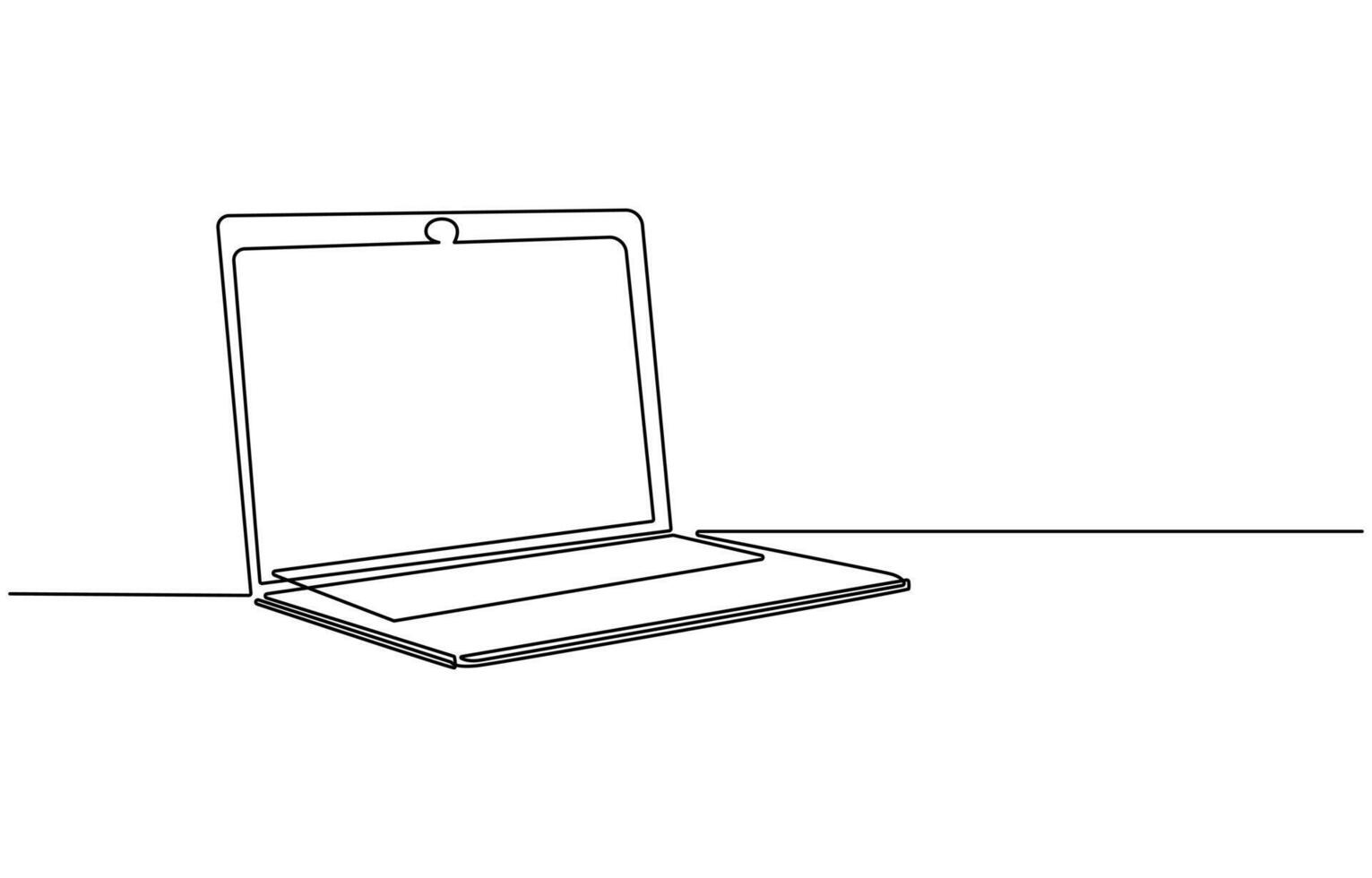 One line drawing of laptop gadget,continuous single line drawing of laptop computer, line art illustration, Simple abstract laptop line art drawing vector