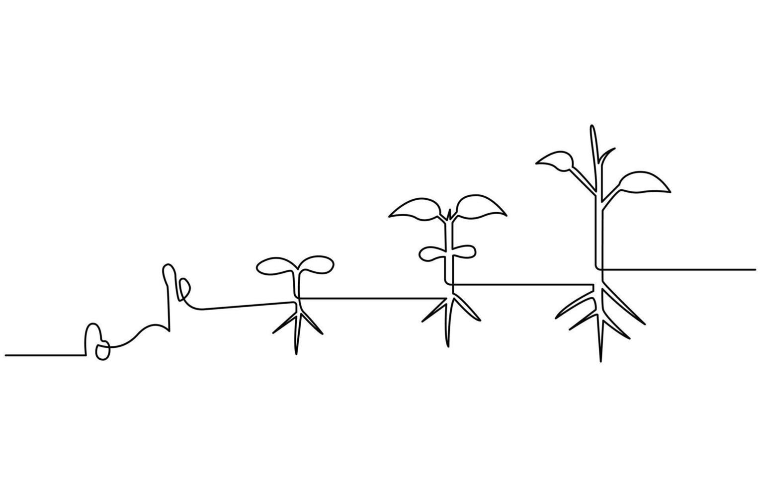 Continuous one line plant growth tree outline art drawing,Single line drawing of a plant, Plant growing continuous one line art drawing of tree plant art vector