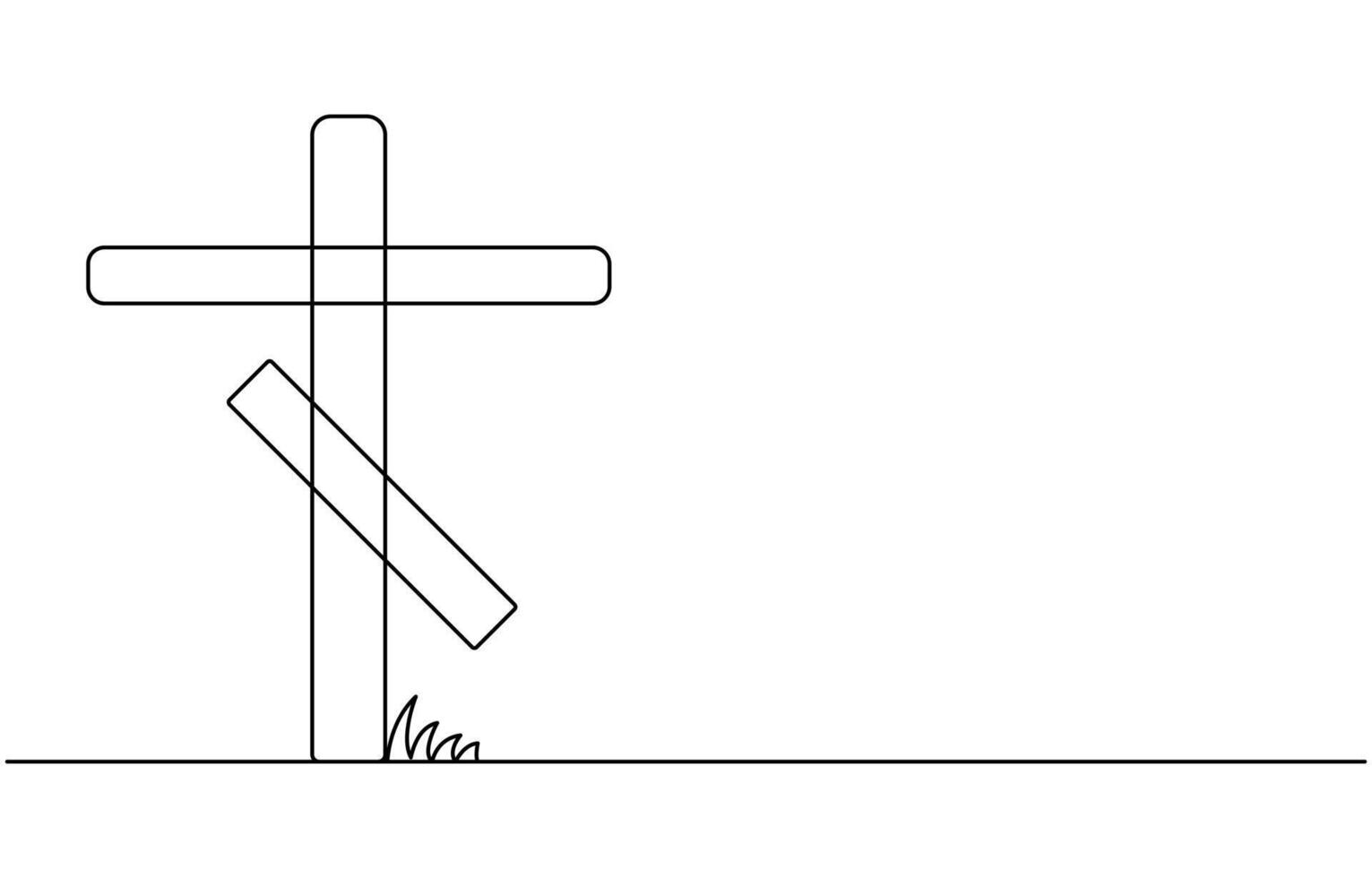 Jesus Christ cross in one continuous line drawing, Christian cross. Hand drawn Christian Cross. Abstract linear Christian Cross, Jesus Christ continuous one line drawing, vector