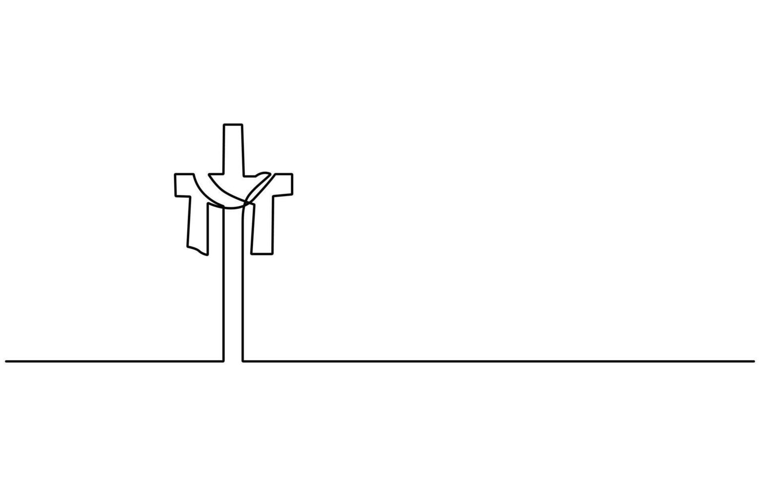 Jesus Christ cross in one continuous line drawing, Christian cross. Hand drawn Christian Cross. Abstract linear Christian Cross, Jesus Christ continuous one line drawing, vector