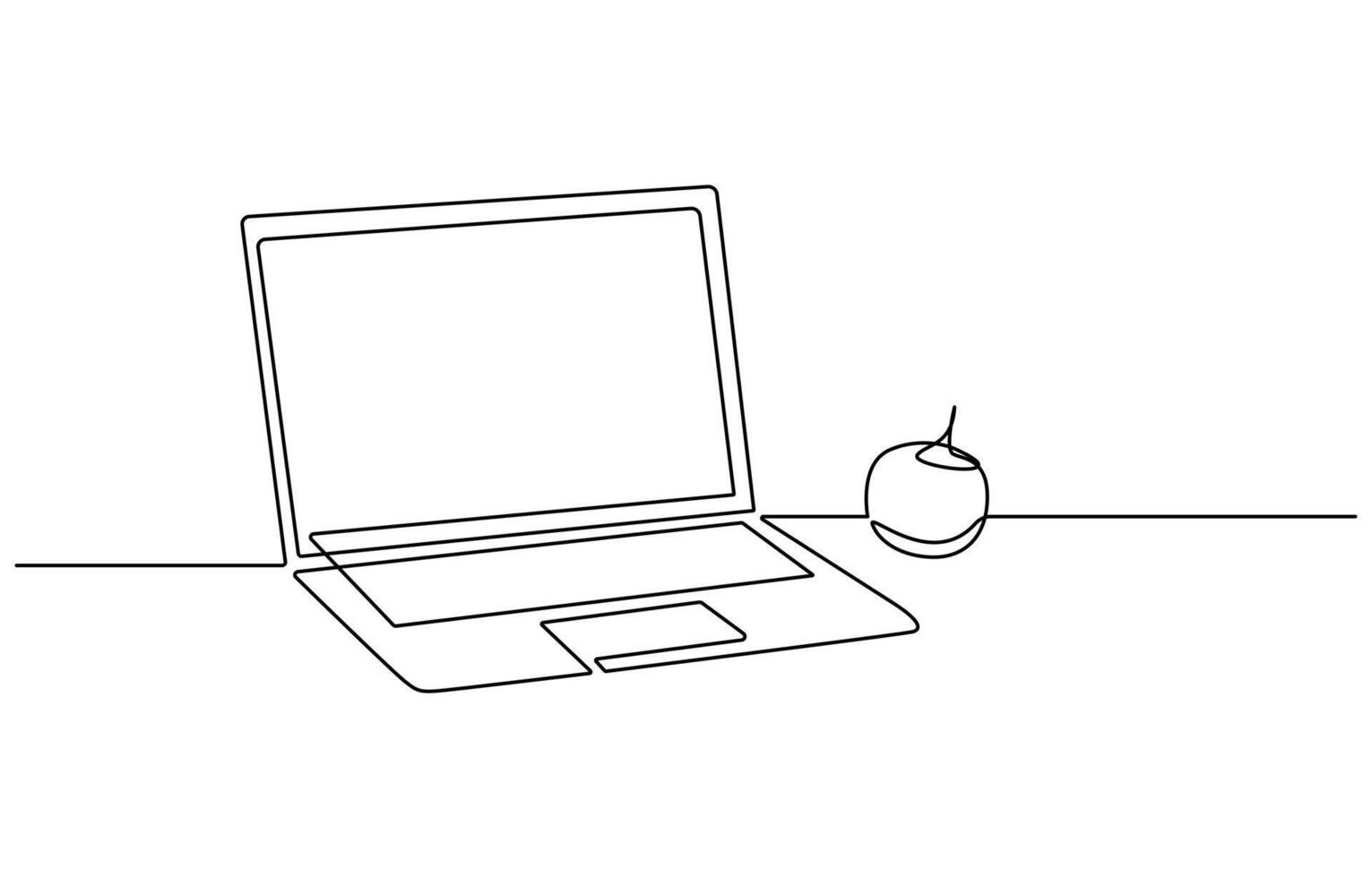 One line drawing of laptop gadget,continuous single line drawing of laptop computer, line art illustration, Simple abstract laptop line art drawing vector