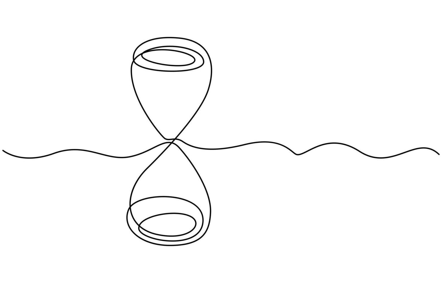 One line continuous hourglass. Line art hourglass outline. Hourglass one line continuous illustration vector