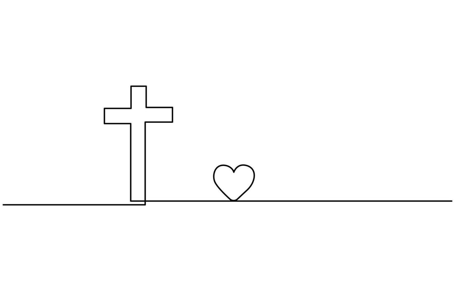Jesus Christ cross in one continuous line drawing, Christian cross. Hand drawn Christian Cross. Abstract linear Christian Cross, Jesus Christ continuous one line drawing, vector