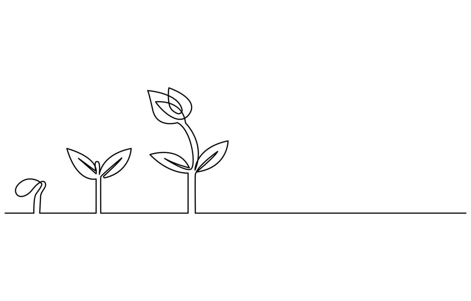 Continuous one line plant growth tree outline art drawing,Single line drawing of a plant, Plant growing continuous one line art drawing of tree plant art vector