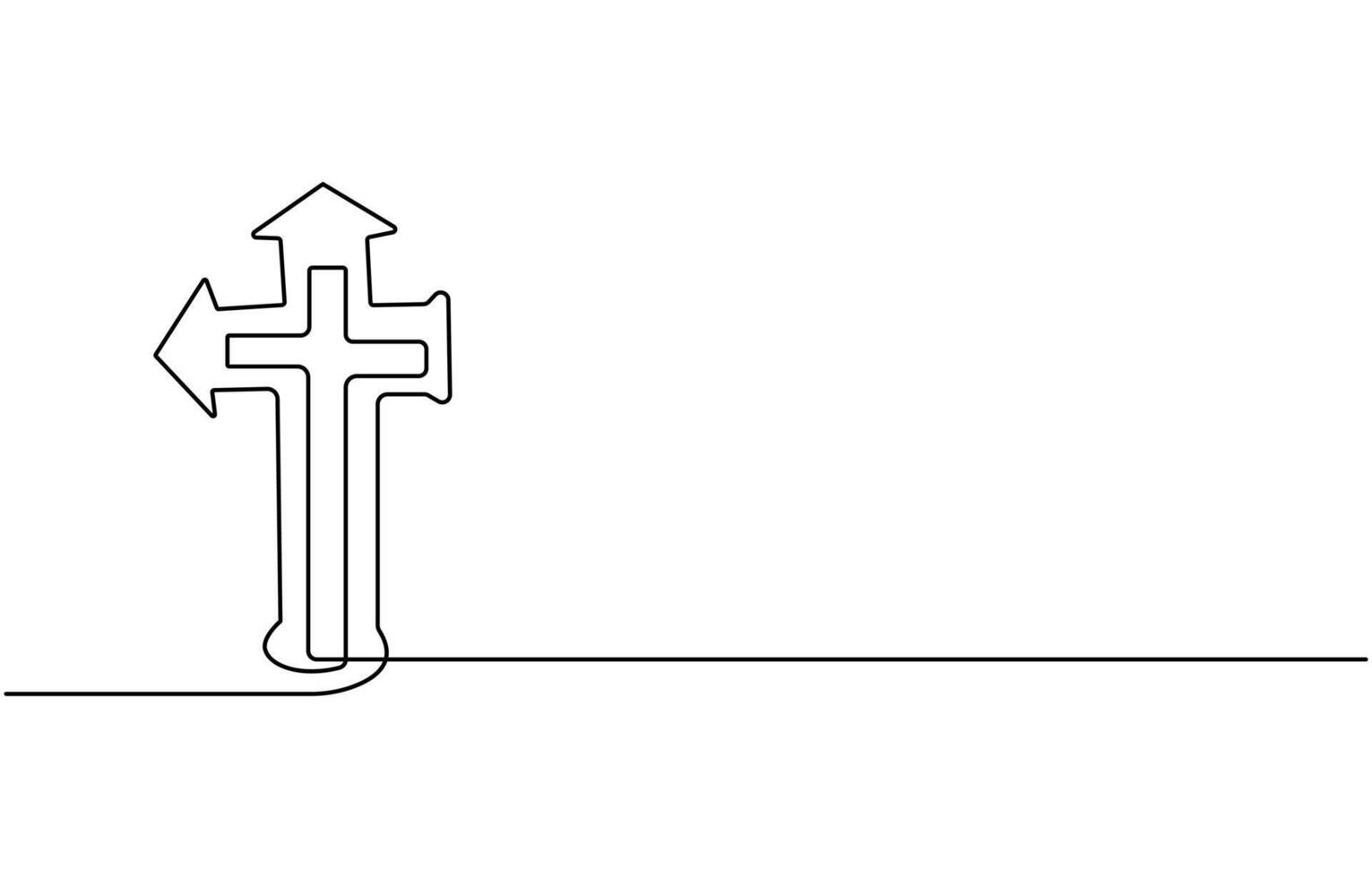 Jesus Christ cross in one continuous line drawing, Christian cross. Hand drawn Christian Cross. Abstract linear Christian Cross, Jesus Christ continuous one line drawing, vector