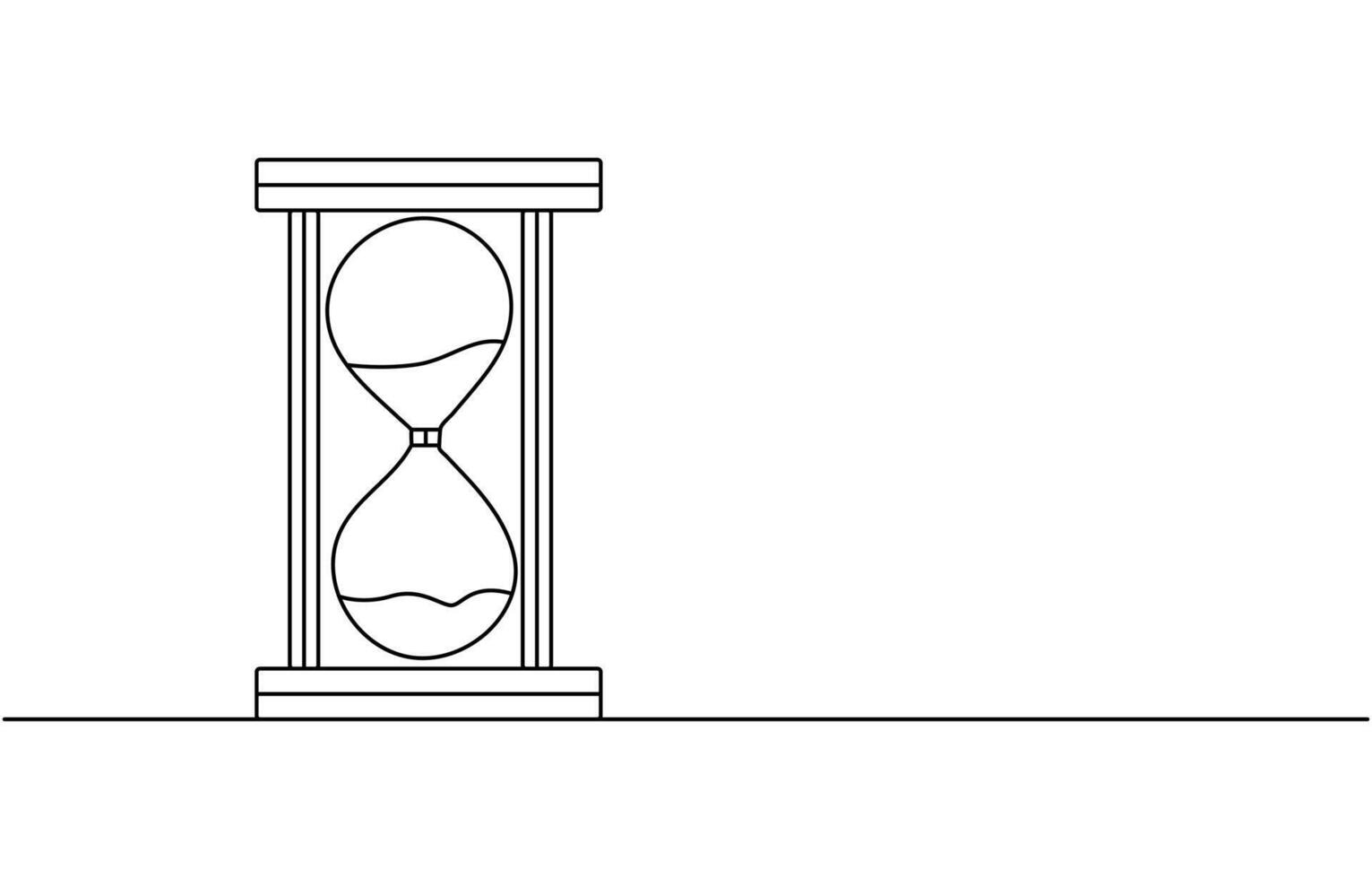 One line continuous hourglass. Line art hourglass outline. Hourglass one line continuous illustration vector