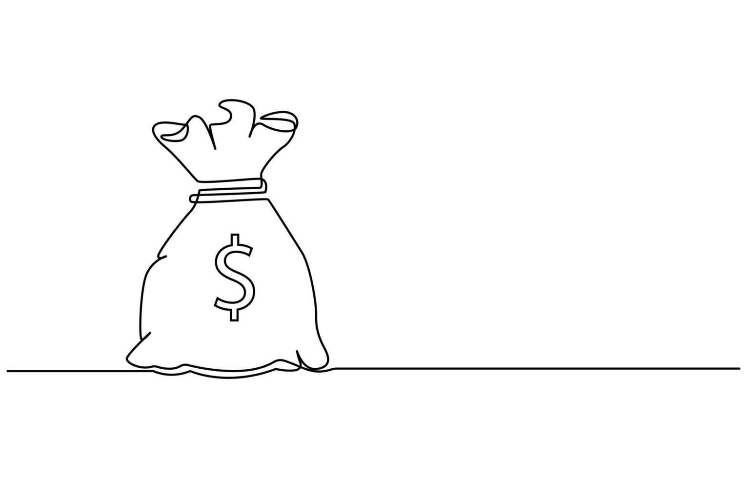 dollar money bag continuous line drawing. Hand holding coin continuous one line drawing art. Dollar linear symbol. Savings money concept. vector