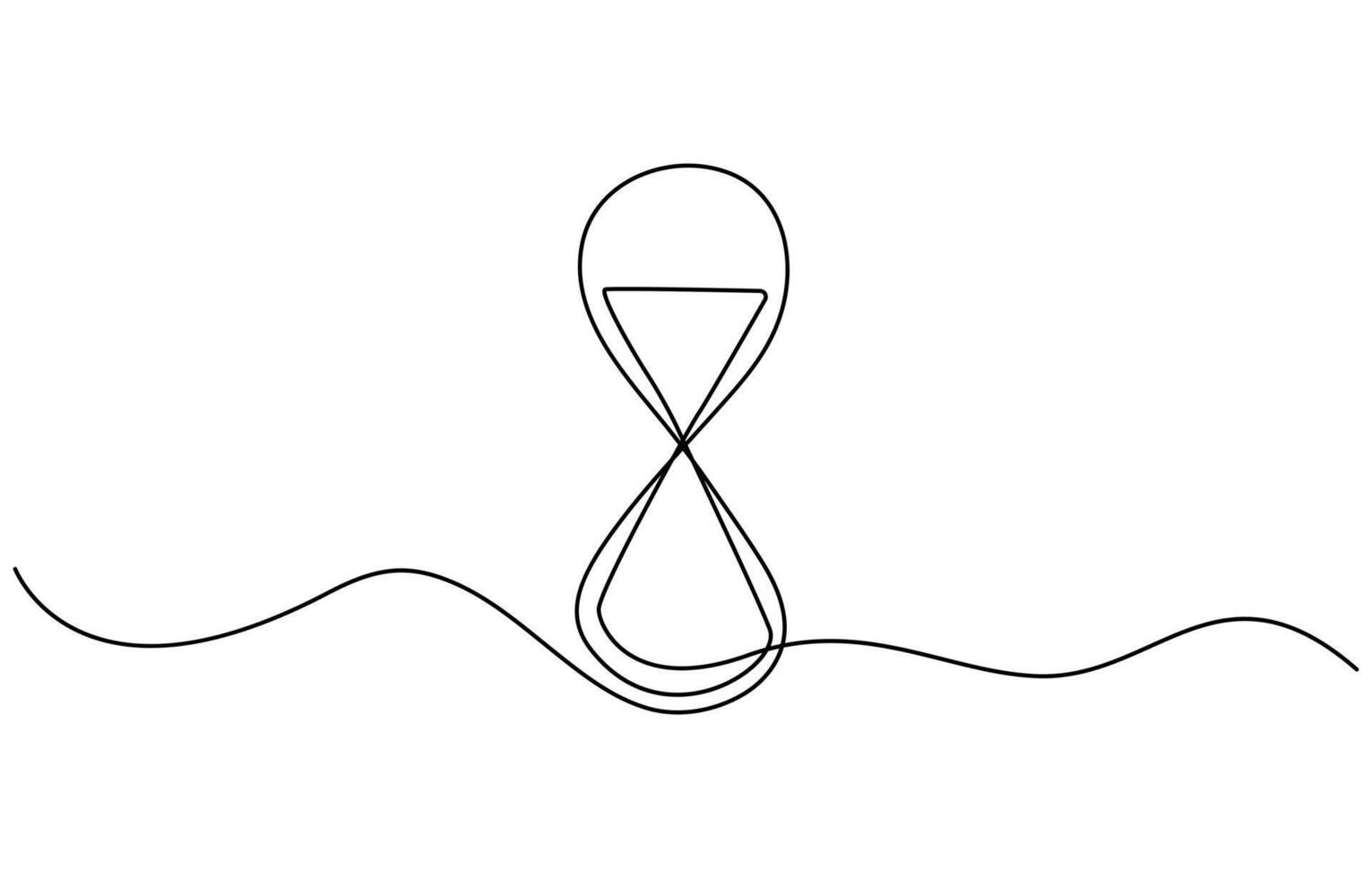 One line continuous hourglass. Line art hourglass outline. Hourglass one line continuous illustration vector