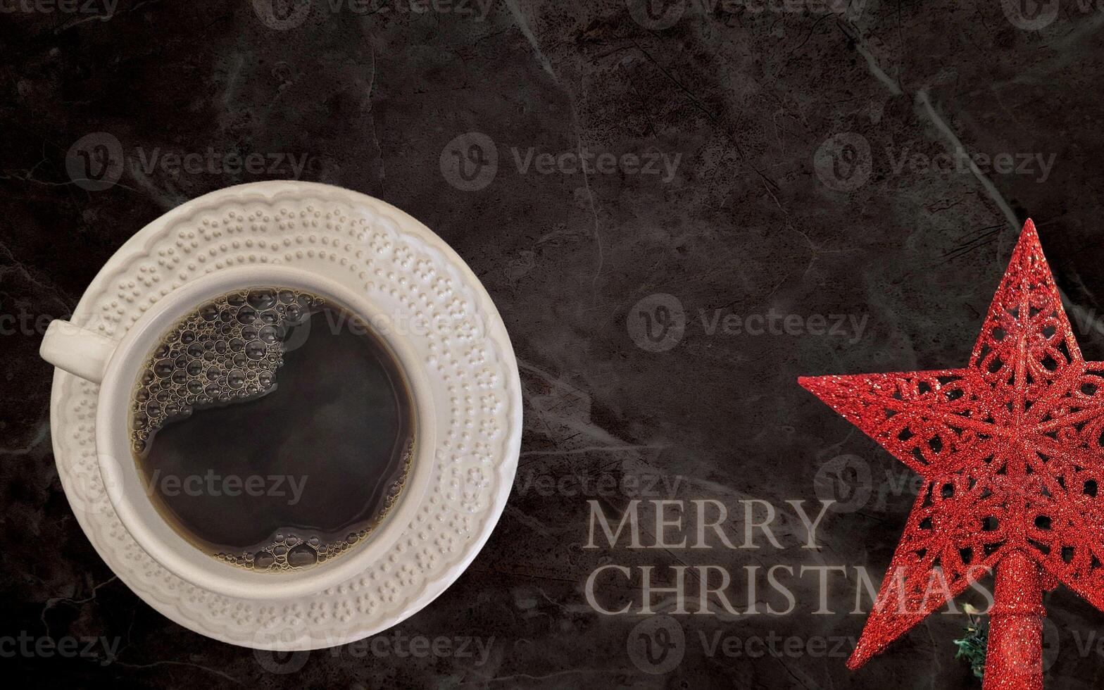 coffee with white cup with dark background written 2023, happy new year 2023, with message from merry christmas photo