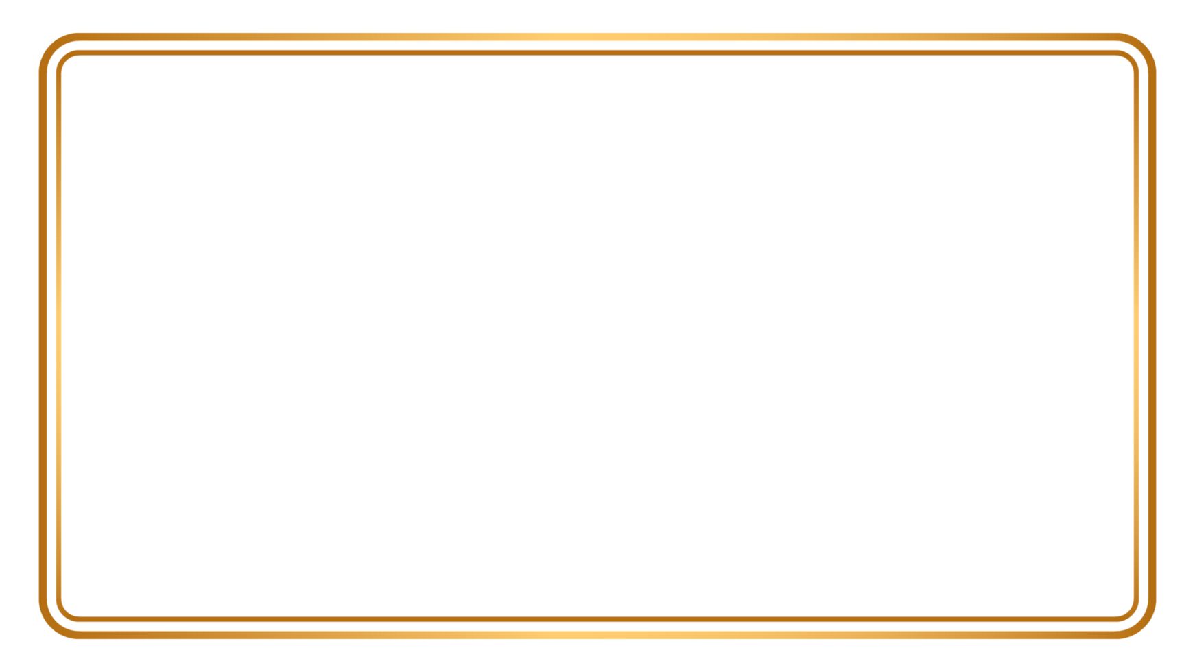 Vintage golden floral retro corner border or rectangle frame transparent background png