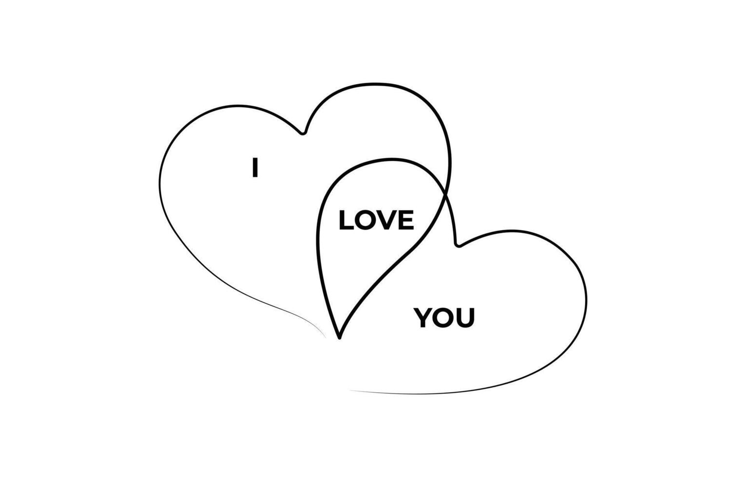 Two Hearts Continuous One Line Drawing. Valentines day concept, One continuous drawing of heart shape love sign. oitline and romantic symbol, Heart background valentine day design, one line draw vector