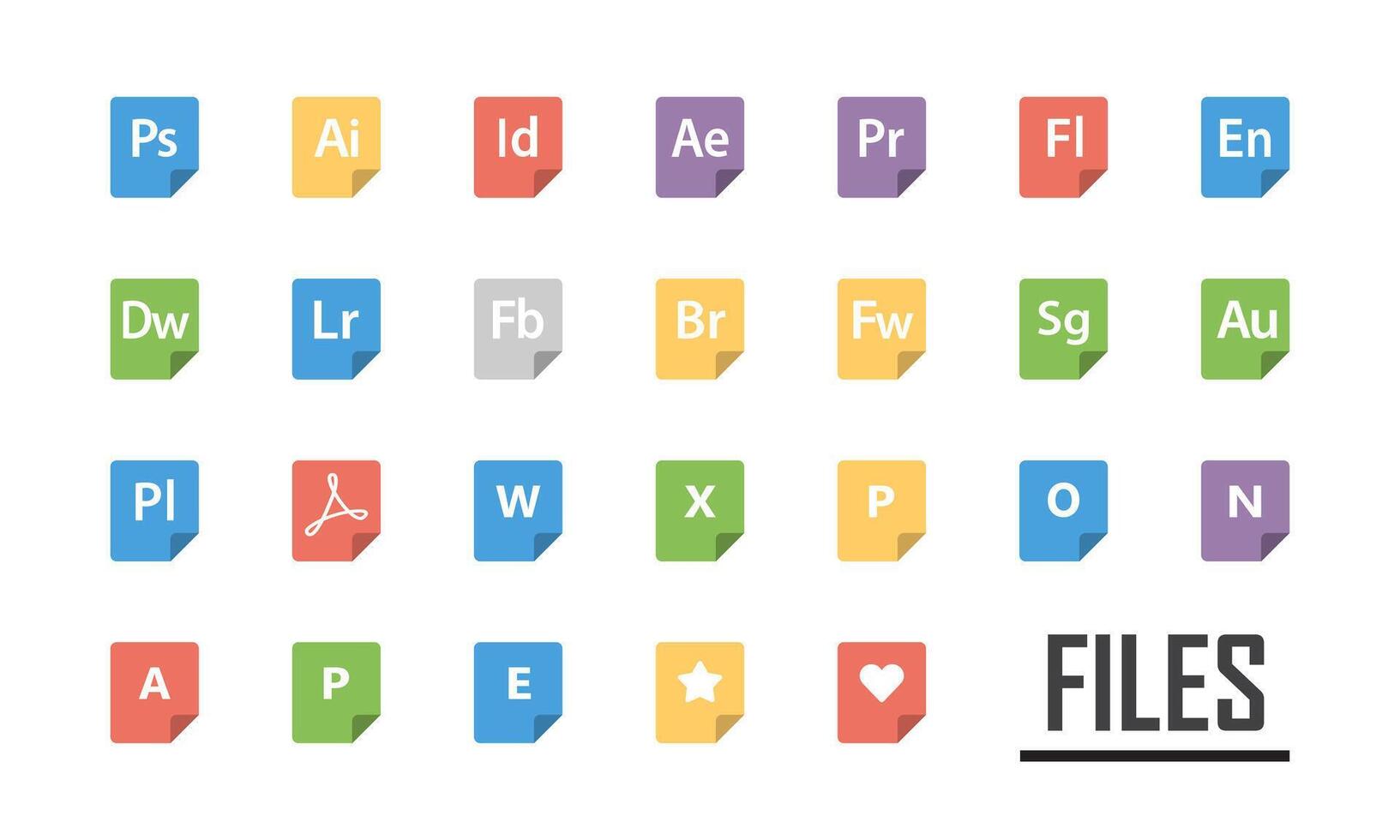 File type icons. File formats in flat design. vector