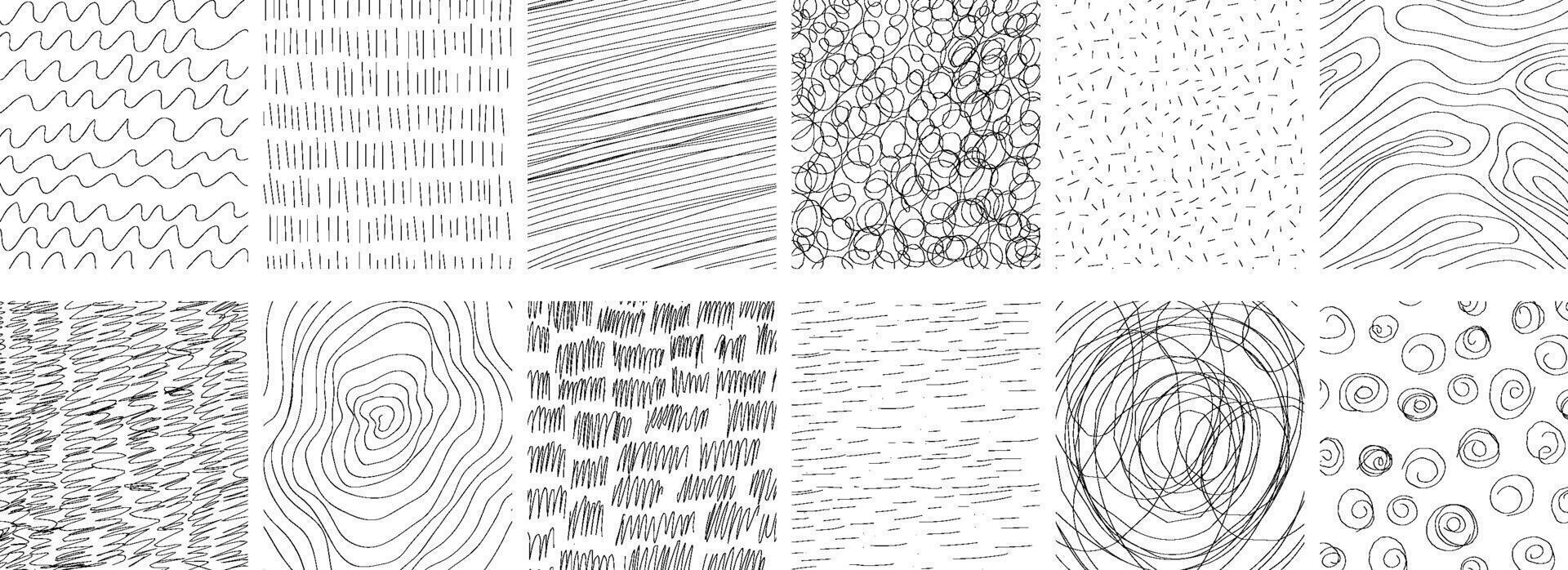 Geometric doodle pencil stripes, hand drawn sletch hatch lines. Quirky ornament minmal thin line. Set grunge texture for social media, posters, prints vector