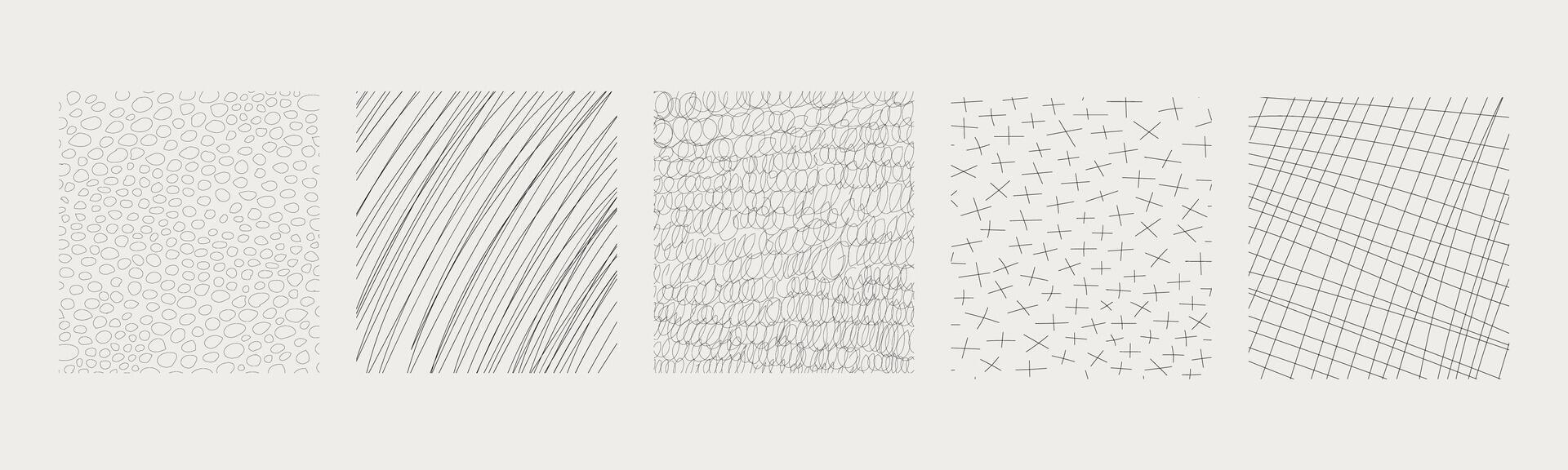 Textures set, collection hand drawn abstract monochrome brush marks. Doodle shapes spots, drops, curves and lines. Contemporary modern trendy vector