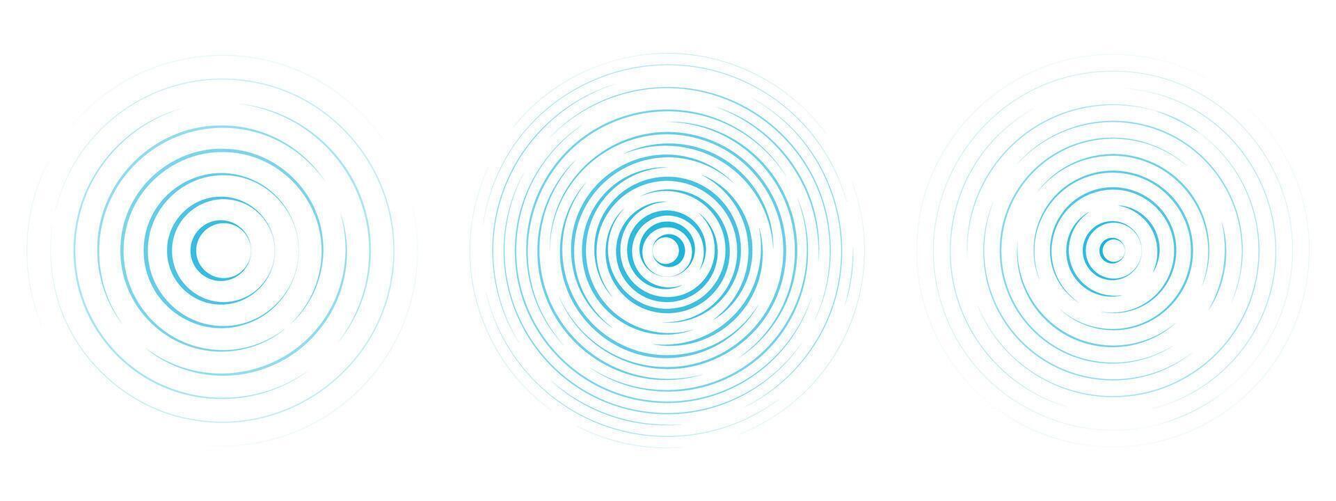 Concentric ripple circles line. Radial signal, sonar wave, soundwave icon isolated on white background. Touch effec. Round circular signal vector
