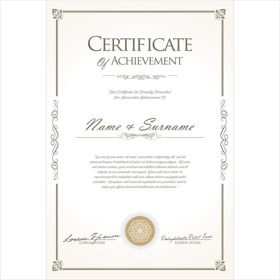 Certificate or diploma retro vintage design vector