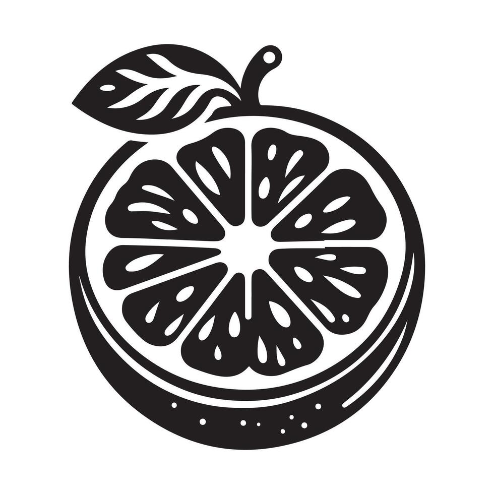 Transparent background with a lemon-black silhouette vector