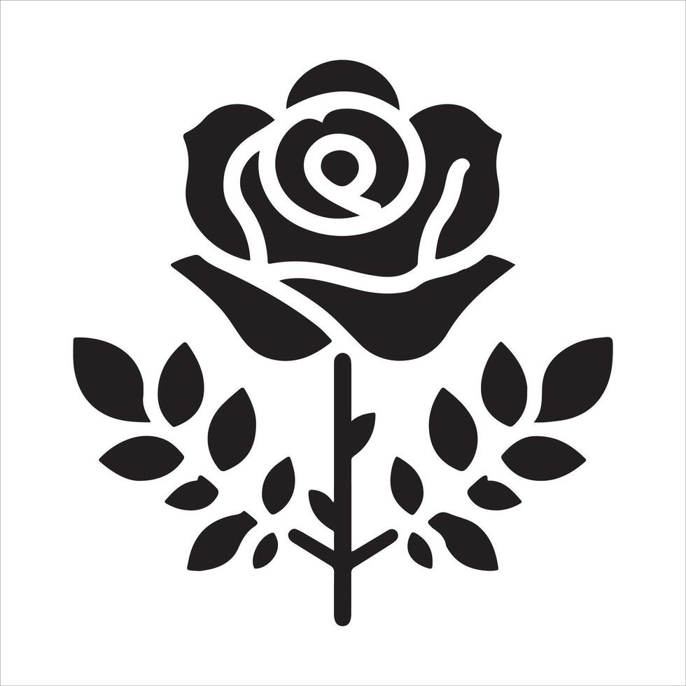 Rose icon flower silhouette on white background vector
