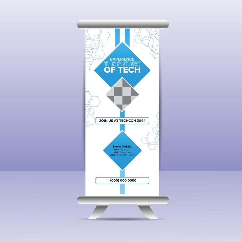 Business Roll Up Set. Standee Design. Banner Template, Abstract Blue Geometric Triangle Background , flyer, presentation, leaflet, j-flag, x-stand, x-banner, exhibition display vector