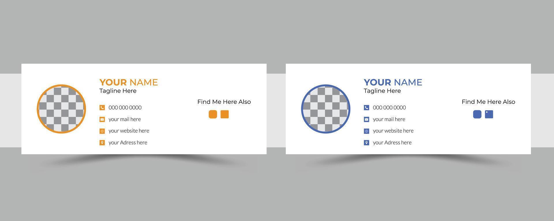 Modern and minimalist email signature or email footer template Business email signature with an author photo place modern and minimal layout vector