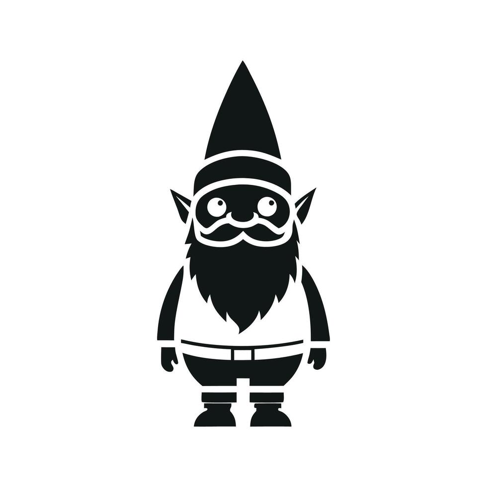 Gnome black and white, nomes art illustration silhouette logo design black and white vector