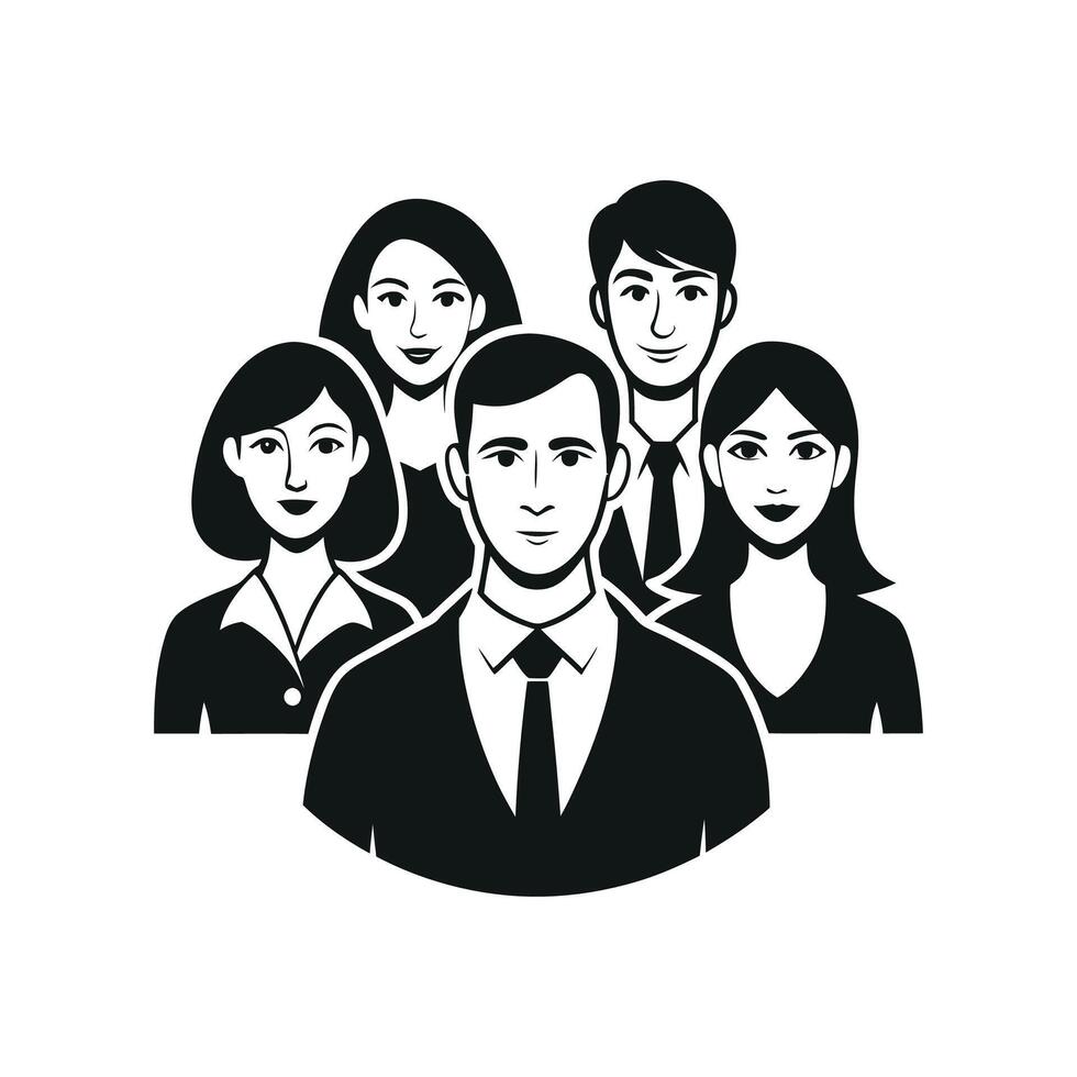 Business people, set of silhouettes, men and women, a group of standing business people vector