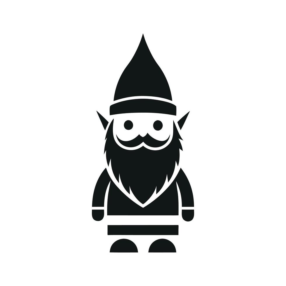 Gnome black and white, nomes art illustration silhouette logo design black and white vector