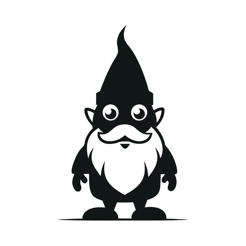 Gnome black and white, nomes art illustration silhouette logo design black and white vector